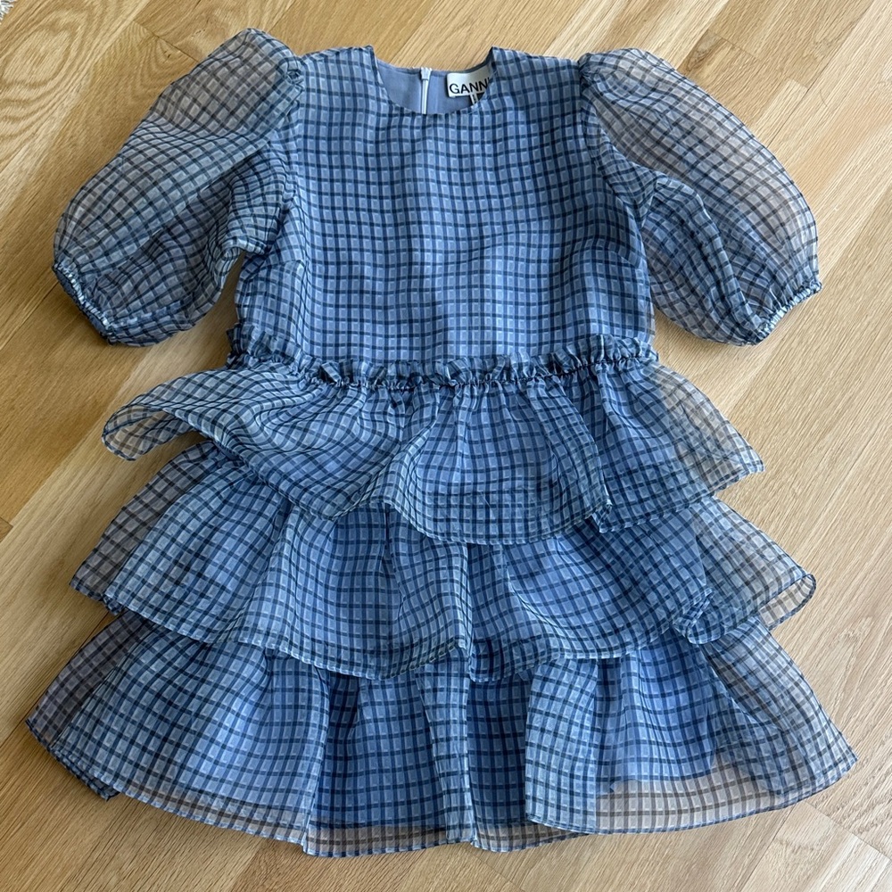 Ganni Sheer Blue Layered Dress